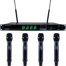 VocoPro UTD-QUAD-ACAPELLA 4-Channel Wireless System with 4 Black Handheld Microphones (500 MHz)