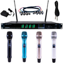 VocoPro UTD-QUAD-VIVID 4-Channel Wireless System with 4 Colored Handheld Microphones (500 MHz)