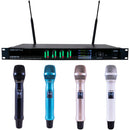 VocoPro UTD-QUAD-VIVID 4-Channel Wireless System with 4 Colored Handheld Microphones (500 MHz)