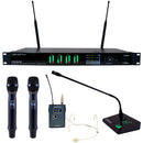 VocoPro UTD-QUAD-WORSHIP 4-Channel Wireless System with 1 Headset, 1 Gooseneck & 2 Handheld Microphones (500 MHz)