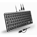 Macally Compact Wired Keyboard with USB-A and USB-C Hub (Space Gray)