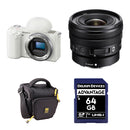 Sony ZV-E10 Mirrorless Camera with 10-20mm f/4 Lens and Basic Bundle (White)