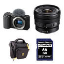 Sony ZV-E10 Mirrorless Camera with 10-20mm f/4 Lens and Basic Bundle (Black)