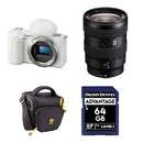 Sony ZV-E10 Mirrorless Camera with 16-55mm f/2.8 Lens and Basic Bundle (White)