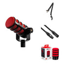 RODE PodMic Dynamic Podcasting Microphone Kit with Studio Arm, Pop Filter & Cable (Red, Special 50th Anniversary Edition)