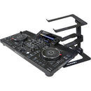 ProX Ibis Foldable DJ Laptop Stand with Adjustable Height Accessory Tray and Carrying Bag (Black)