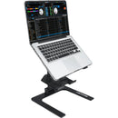 ProX Ibis Foldable DJ Laptop Stand with Adjustable Height Accessory Tray and Carrying Bag (Black)