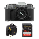 FUJIFILM X-T50 Mirrorless Camera with 15-45mm f/3.5-5.6 Lens and Basic Bundle (Charcoal Silver)