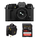 FUJIFILM X-T50 Mirrorless Camera with 15-45mm f/3.5-5.6 Lens and Basic Bundle (Black)