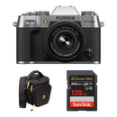 FUJIFILM X-T50 Mirrorless Camera with 15-45mm f/3.5-5.6 Lens and Basic Bundle (Silver)