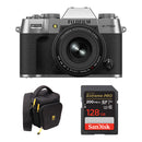 FUJIFILM X-T50 Mirrorless Camera with 16-50mm f/2.8-4.8 Lens and Basic Bundle (Silver)