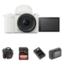 Sony ZV-E10 II Mirrorless Camera with 16-50mm f/3.5-5.6 Lens and Basic Bundle (White)