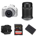 Canon EOS R50 Mirrorless Camera with 18-45mm & 55-210mm Lenses and Essentials+ Kit (White)