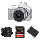 Canon EOS R50 Mirrorless Camera with 18-45mm Lens and Essentials+ Kit (White)
