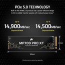 CORSAIR 1TB MP700 Pro XT NVMe PCIe 5.0 M.2 Internal SSD