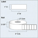 Primera 3 x 1" Premium Gloss Paper Labels (1400 per Roll, 2" Core)