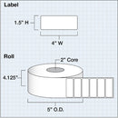 Primera 4 x 1.5" Premium Gloss Paper Labels (900 per Roll, 2" Core)