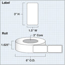 Primera 1.5 x 3" Premium Gloss Paper Labels (875 per Roll, 3" Core)