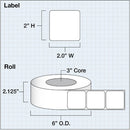 Primera 2 x 2" Premium Gloss Paper Labels (1300, 3" Core)