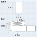 Primera 3 x 5" Premium Gloss Paper Labels (525 per Roll, 3" Core)