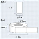 Primera 3 x 6" Premium Gloss Paper Labels (450 per Roll, White)