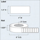 Primera 4 x 1.5" Premium Gloss Paper Labels (1700 per Roll, 3" Core)