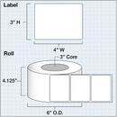 Primera 4 x 3" Premium Gloss Paper Labels (875 per Roll, 3" Core)