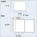 Primera 8 x 6" Premium Gloss Paper Labels (450 per Roll, 3" Core)