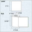 Primera 8 x 8" Premium Gloss Paper Labels (300 per Roll, White)