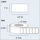 Primera 2 x 1" Premium Matte Paper Labels (2300 per Roll, 3" Core)