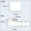 Primera 3 x 2.5" Premium Matte Paper Labels (1000 per Roll, Matte)