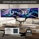 Mount-It! MI-12003 Heavy-Duty Dual Monitor Desk Mount with Gas Spring Arms for 17 to 35" Displays (Matte Black)