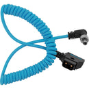 Kondor Blue Coiled D-Tap to Locking DC 2.5mm Right-Angle Cable for amaran (Kondor Blue, 1.3 to 2.7')