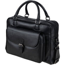 Dorr MANTA Genuine Leather Business Bag with Front Pocket (Black)