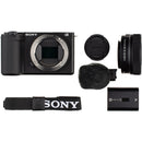 Sony ZV-E10 II Mirrorless Camera with 16-50mm f/3.5-5.6 Lens and Mini Flash Kit (Black)