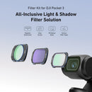TELESIN CPL, 1/4-Grade Black Diffusion & ND16 3-Filter Kit for DJI Pocket 3