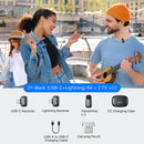 BOYA mini 2 2-Person Wireless Microphone System with Two Receivers with Lightning and USB-C Connectors (Black, with Charging Case)