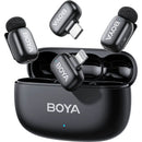 BOYA mini 2 2-Person Wireless Microphone System with Two Receivers with Lightning and USB-C Connectors (Black, with Charging Case)