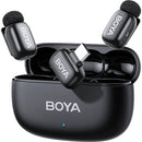 BOYA mini 2 2-Person Wireless Microphone System with One Receiver with USB-C Connector (Black, with Charging Case)