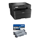 Brother HL-L2480DW Multifunction Monochrome Laser Printer with TN830XL2PK High-Yield Black Toner Cartridge Kit