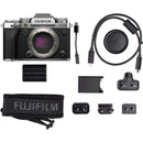 FUJIFILM X-T5 Mirrorless Camera with 16-80mm f/4 Lens and Mini Flash Kit (Silver)