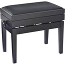 K&M 13955 Piano Bench with Velour Seat and Storage (Height Adjustment: 20.08 to 24.02", Matte Black Finish)