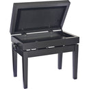 K&M 13955 Piano Bench with Velour Seat and Storage (Height Adjustment: 20.08 to 24.02", Matte Black Finish)