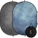 Kate Backdrop Reversible Collapsible Background with Attachment Loops (Mottled Light Blue/Light Gray, 6.5 x 5')