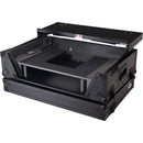 ProX Gig-Ready Series Flight Case for DDJ-FLX10 / REV5 / REV7 / GRV6 DJ Controllers with Laptop Shelf, Wheels, and LED (All-Black, 2 RU)