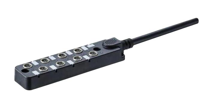 AMPHENOL LTW DB8-3A8CAB-SPS7B01 Sensor Distribution Box, Black, 1m Cable, M8 Connector - 3 Pole, 8 Ports, M Series, IP67