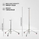 GVM DX8780 Rolling Light Stand with Casters