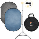 Kate Backdrop Reversible Collapsible Background with Attachment Loops (Mottled Gray/Blue, 6.5 x 5')