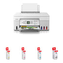 Canon PIXMA G3270 MegaTank All-in-One Wireless Inkjet Color Printer with GI-21 Ink Bottle Kit (White)