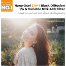 K&F Concept Nano-X Series 2-in-1 Variable ND2-400 & Black Mist Filter (55mm, Grade 1/4, 1 to 9-Stop)